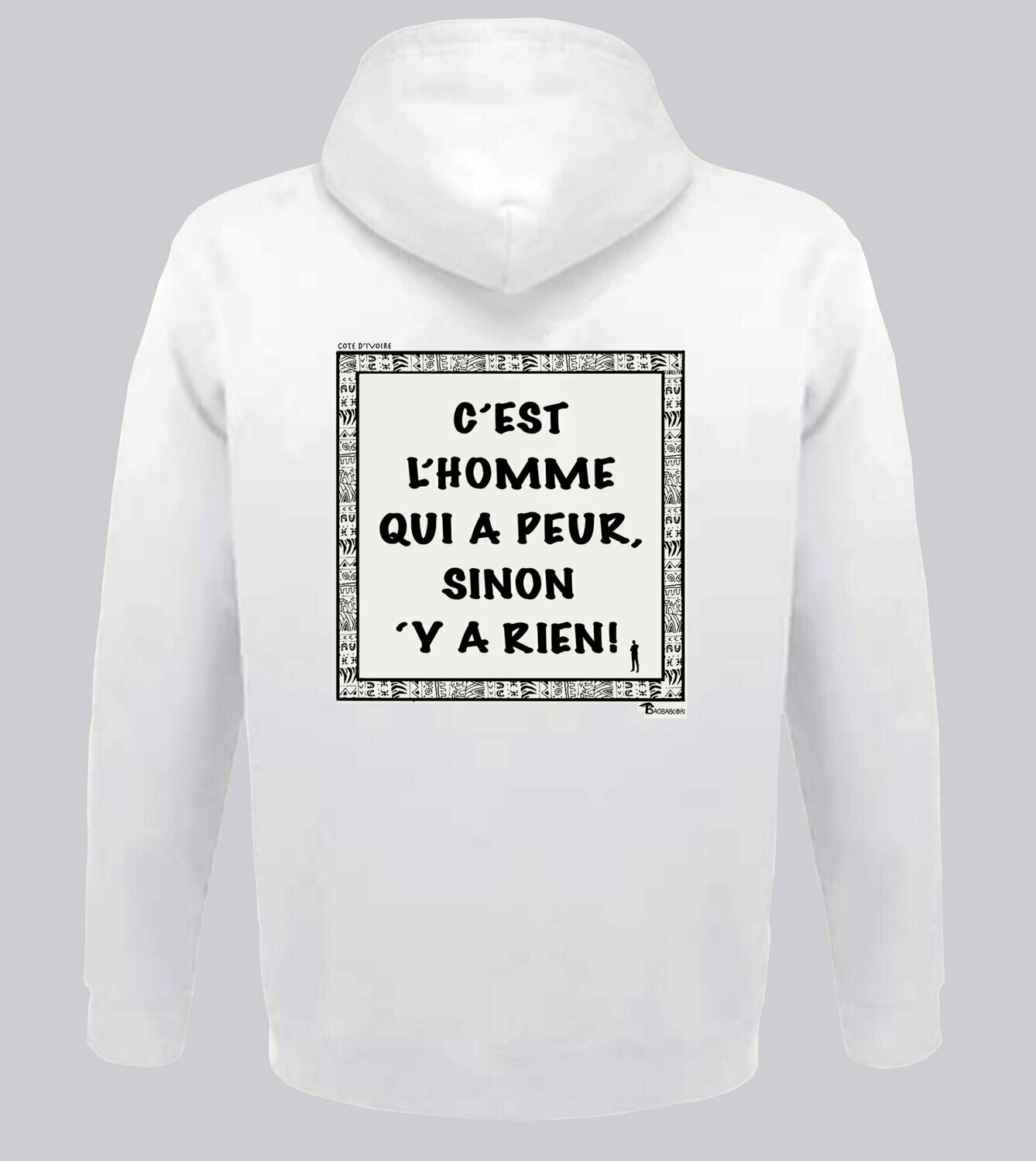SWEAT A CAPUCHE  EXPRESSION L'HOMME CÔTE D'IVOIRE, COULEUR: BLANC, FOND MOTIF: BLANC, TAILLE: XXL
