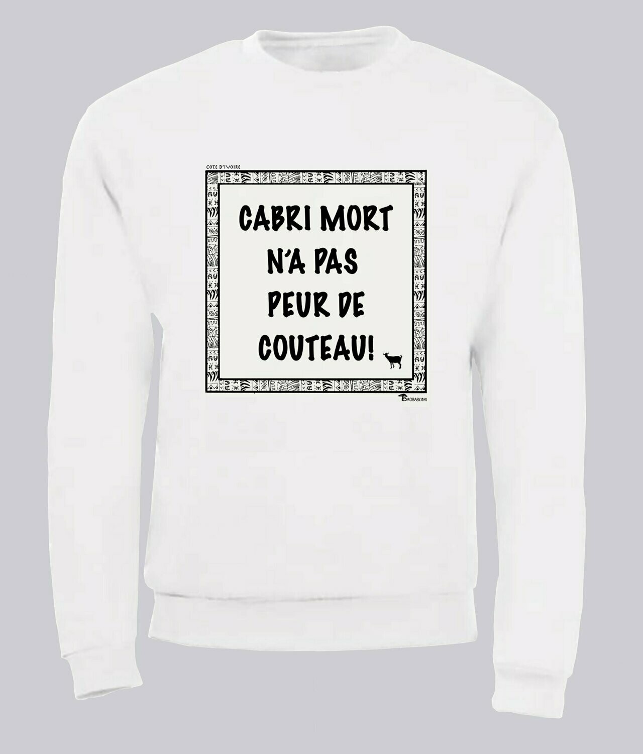 SWEAT EXPRESSION CABRI CÔTE D'IVOIRE, COULEUR: BLANC, FOND MOTIF: BLANC, TAILLE: XXL