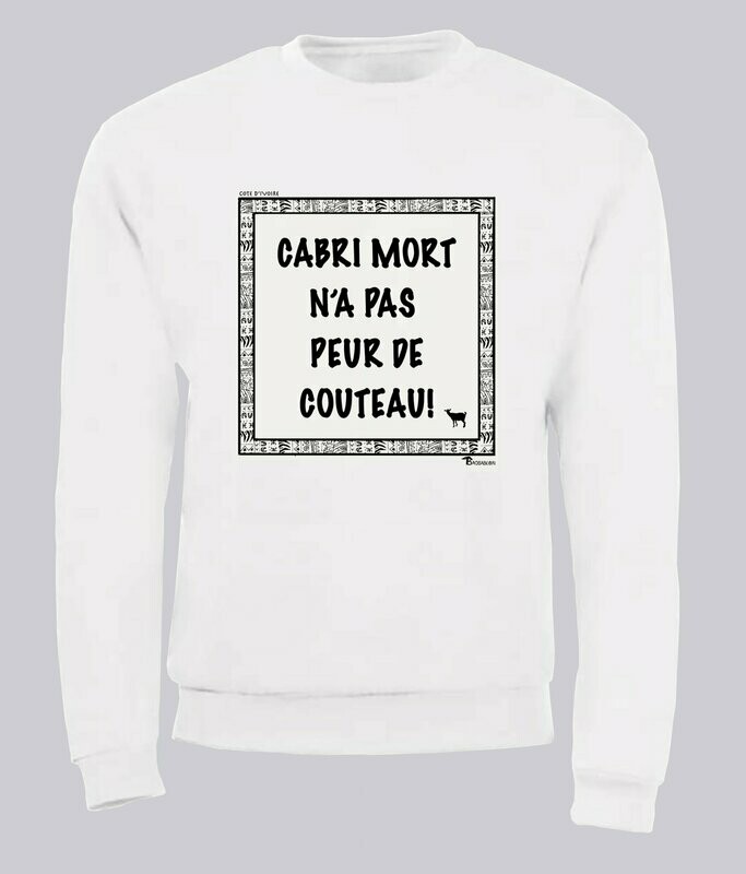 SWEAT EXPRESSION CABRI CÔTE D'IVOIRE, COULEUR: BLANC, FOND MOTIF: BLANC, TAILLE: XXL