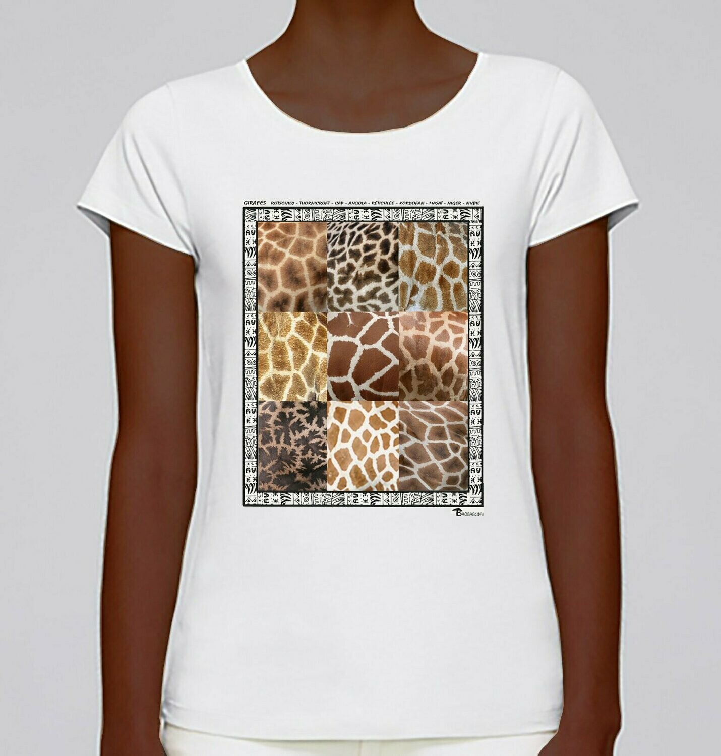 TEE-SHIRT FAUNE GIRAFE, COULEUR: BLANC, TAILLE: XXL