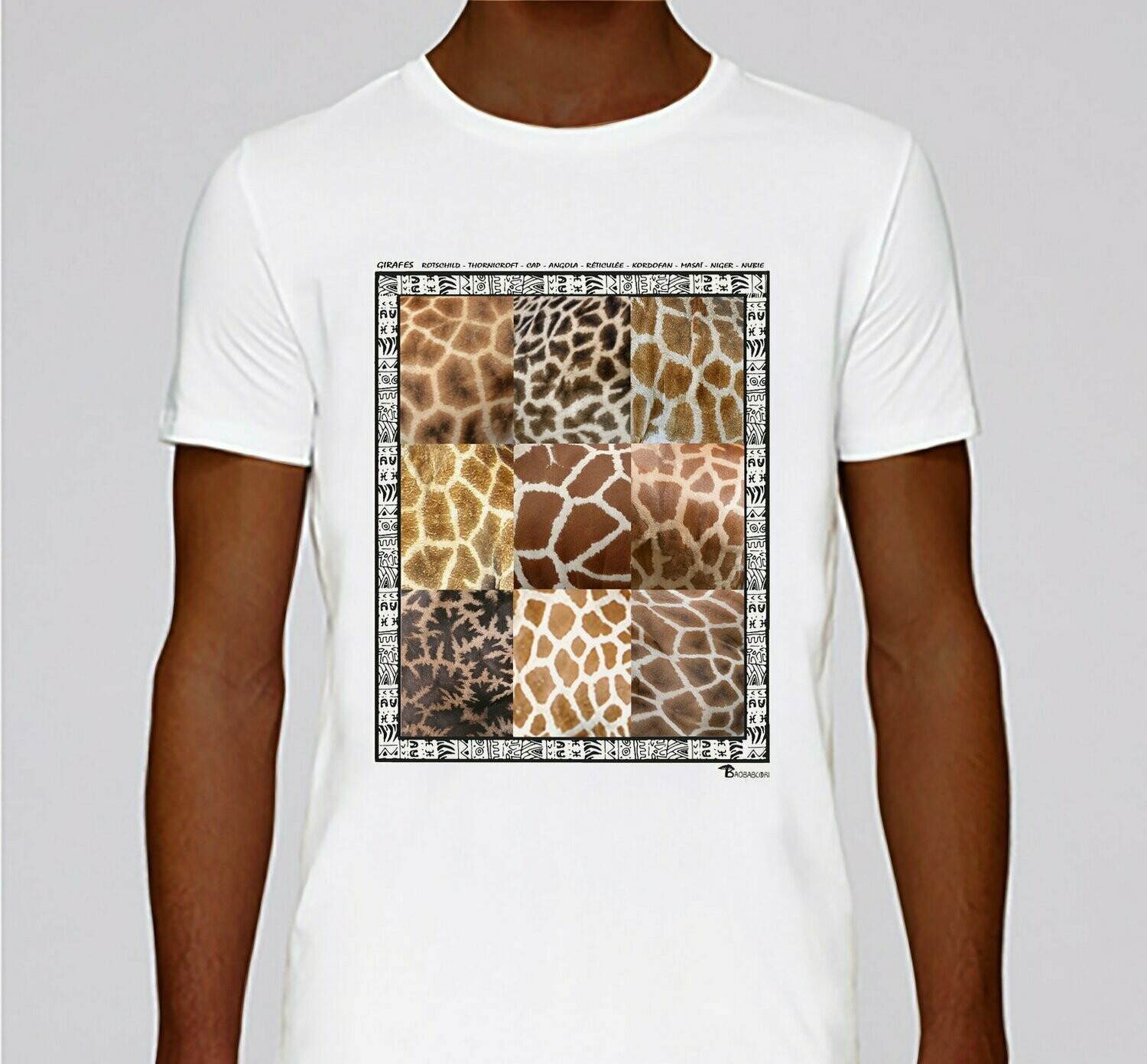 TEE-SHIRT FAUNE GIRAFE, COULEUR: BLANC, TAILLE: XXL