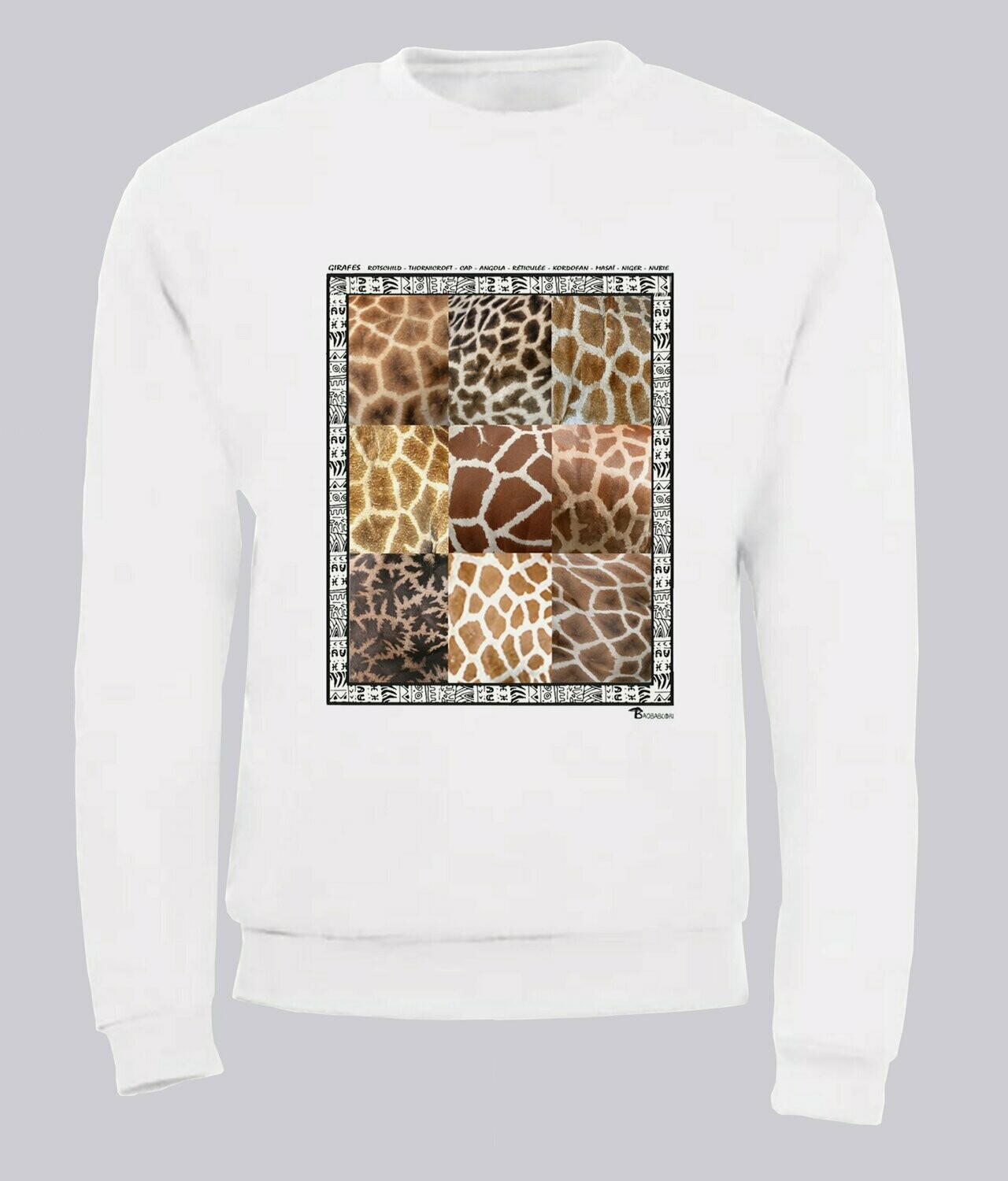 SWEAT FAUNE GIRAFE, COULEUR: BLANC, TAILLE: XXL