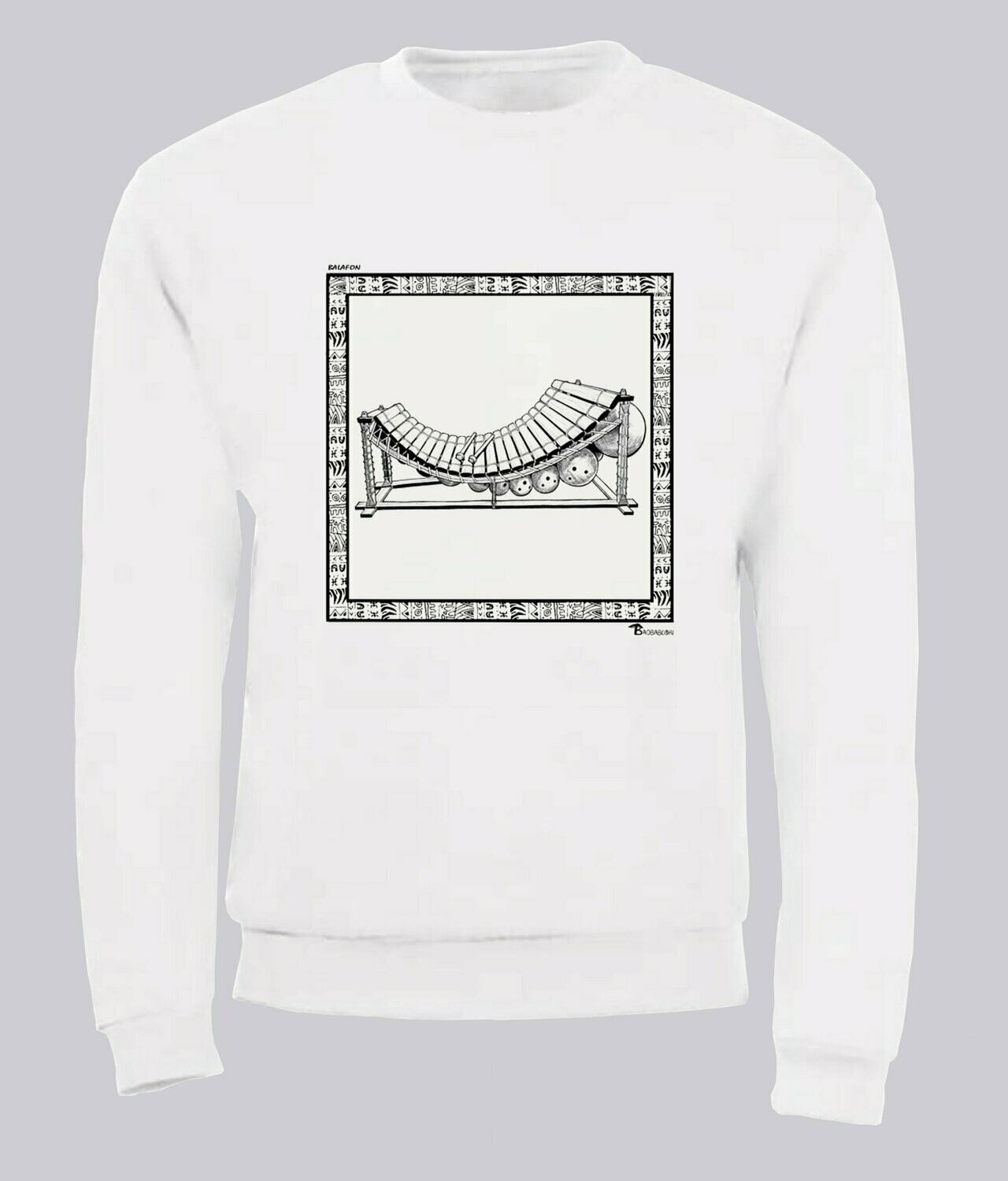 SWEAT MUSIQUE BALAFON, COULEUR: BLANC, FOND MOTIF: BLANC, TAILLE: XXL