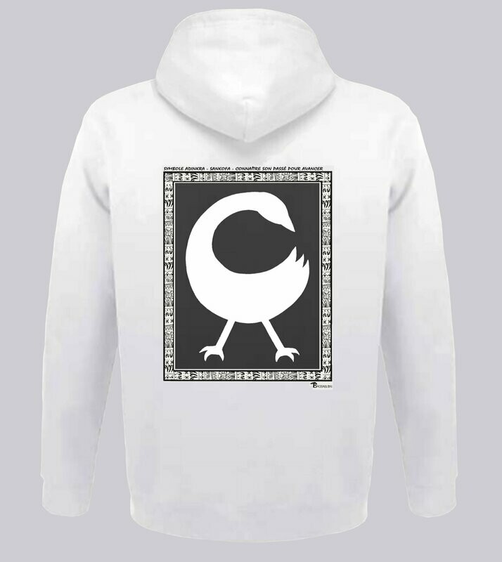 SWEAT A CAPUCHE SYMBOLE ADINKRA "SANKOFA"  CONNAITRE SON PASSE POUR AVANCER