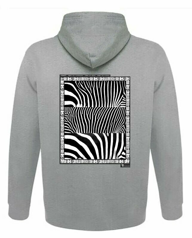 SWEAT A CAPUCHE FAUNE ZEBRE