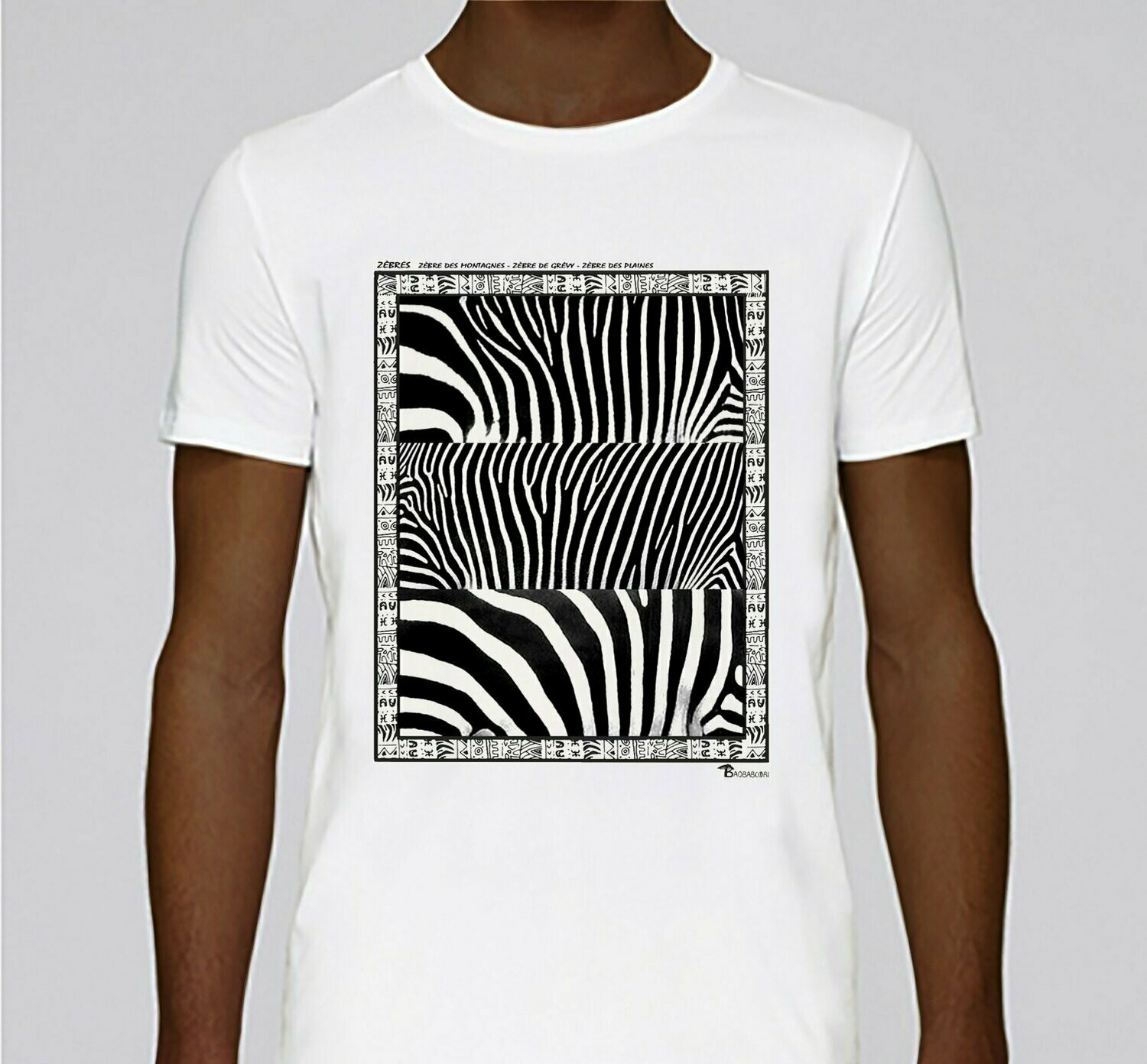 TEE-SHIRT FAUNE ZEBRE, COULEUR: BLANC, TAILLE: XXL