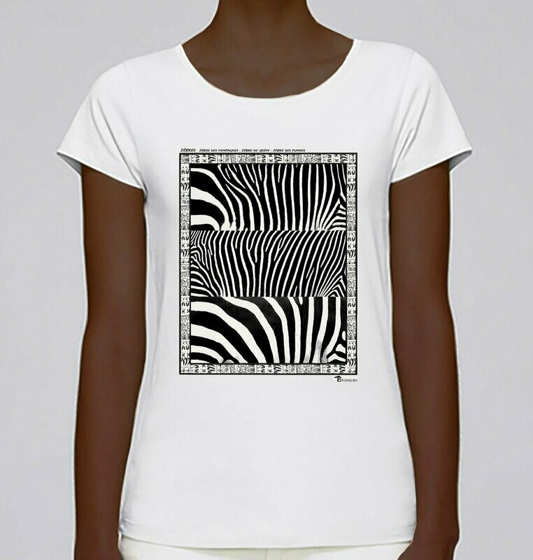 TEE-SHIRT FAUNE ZEBRE, COULEUR: BLANC, TAILLE: XXL