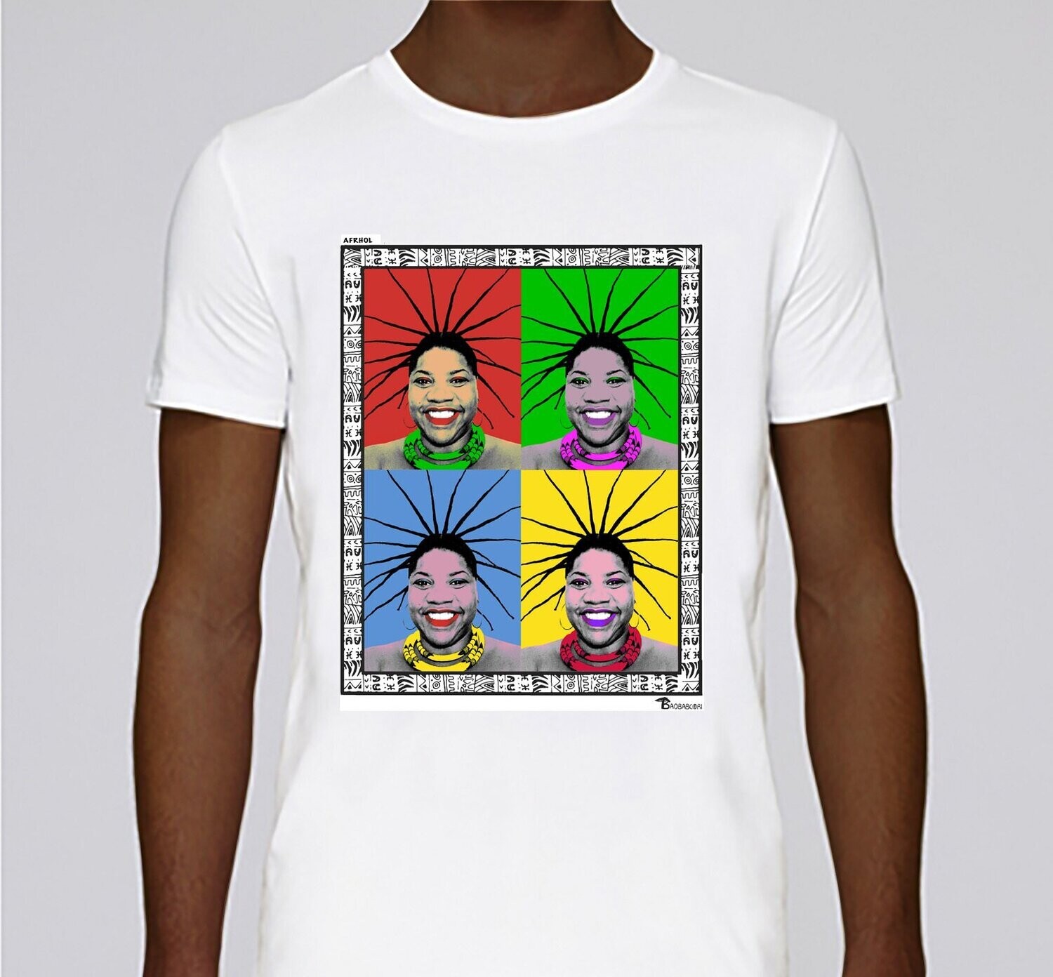 TEE-SHIRT FREESTYLE ART "AFRHOL", COULEUR: BLANC, TAILLE: XXL