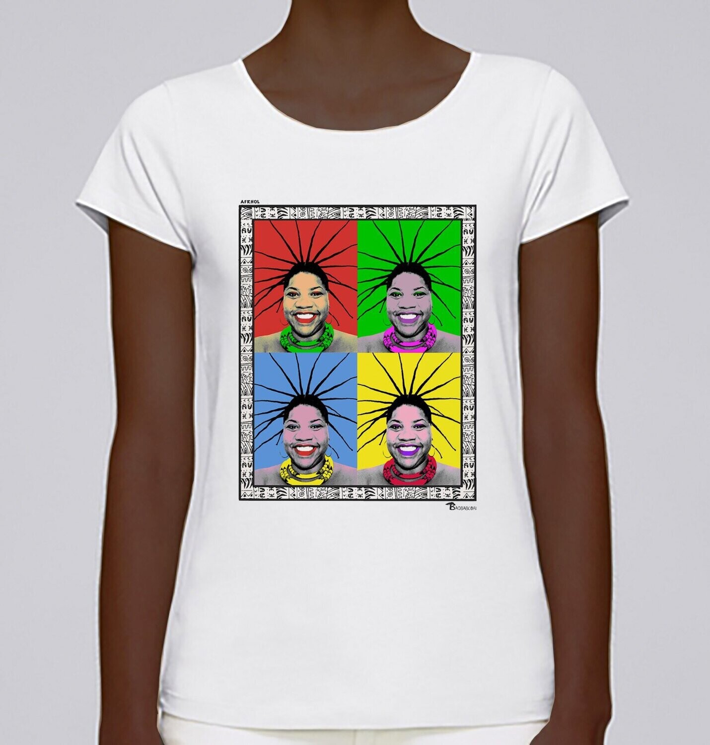 TEE-SHIRT FREESTYLE ART "AFRHOL", COULEUR: BLANC, TAILLE: XXL