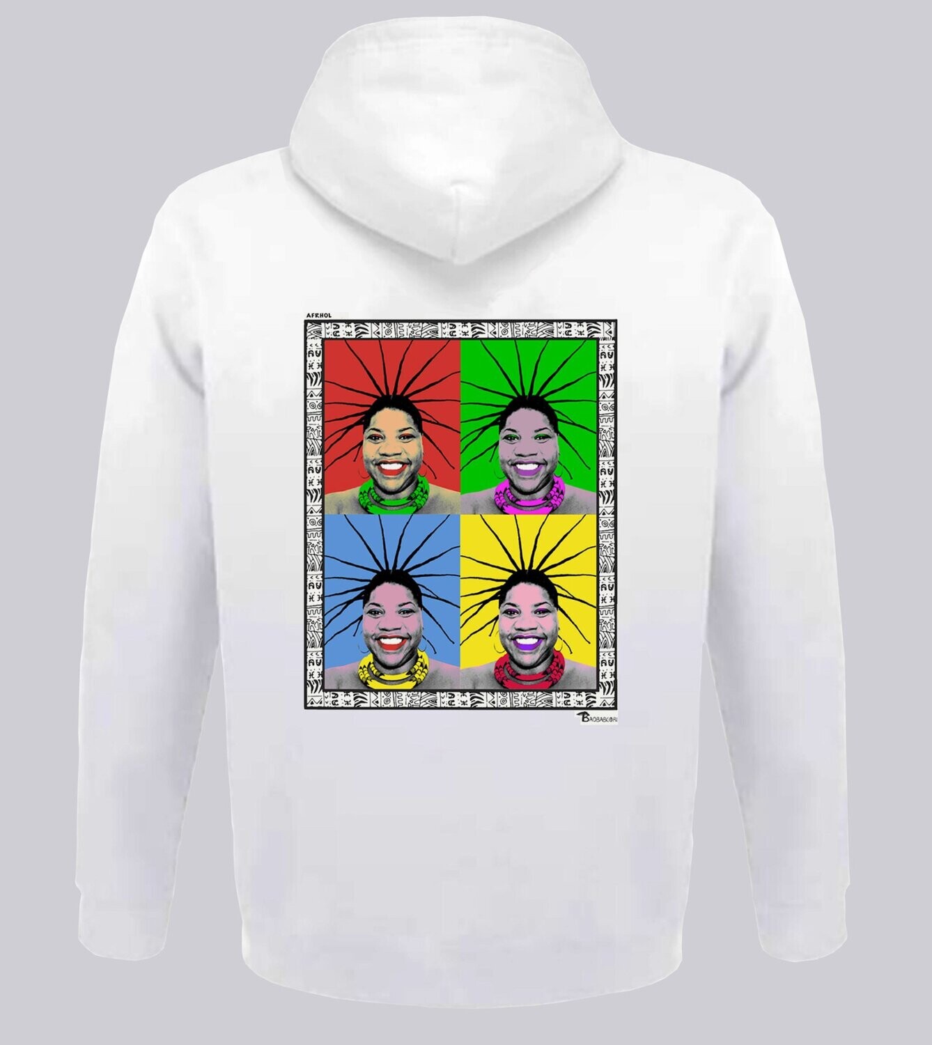 SWEAT A CAPUCHE  FREESTYLE ART "AFRHOL", COULEUR: BLANC, TAILLE: XXL
