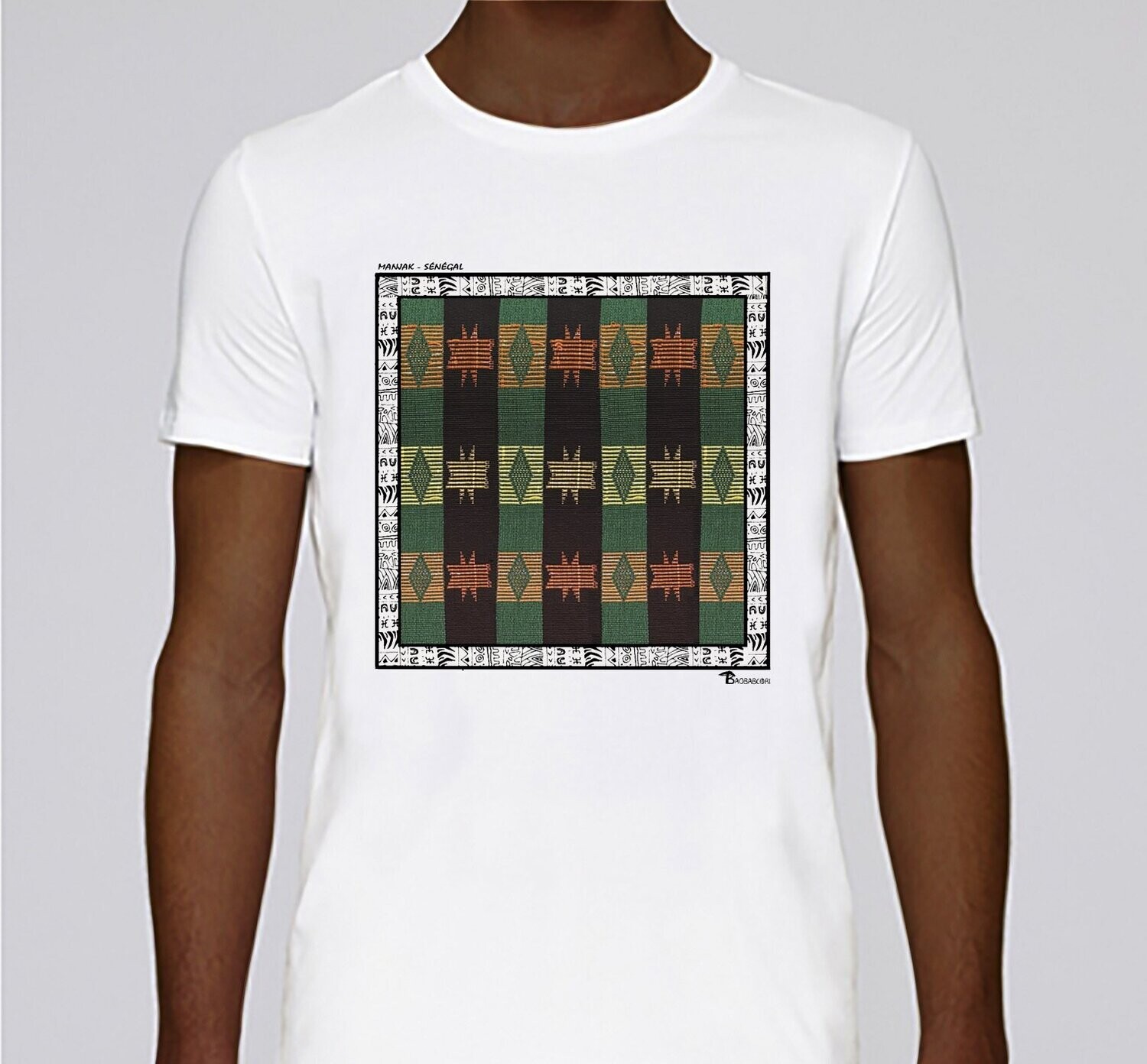 TEE-SHIRT TEXTILE MANJAK SENEGAL, COULEUR: BLANC, TAILLE: XXL