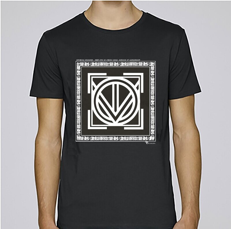 TEE SHIRT SYMBOLE ADINKRA "NEA OPE SE OBEDI HENE" SERVICE ET LEADERSHIP