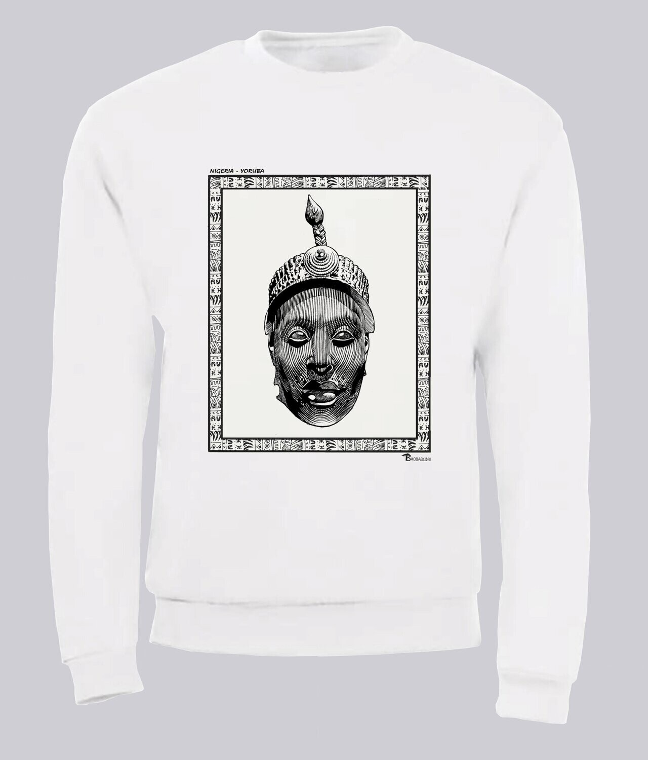 SWEAT STATUE YOROUBA IFE NIGERIA, COULEUR: BLANC, FOND MOTIF: BLANC, TAILLE: XXL