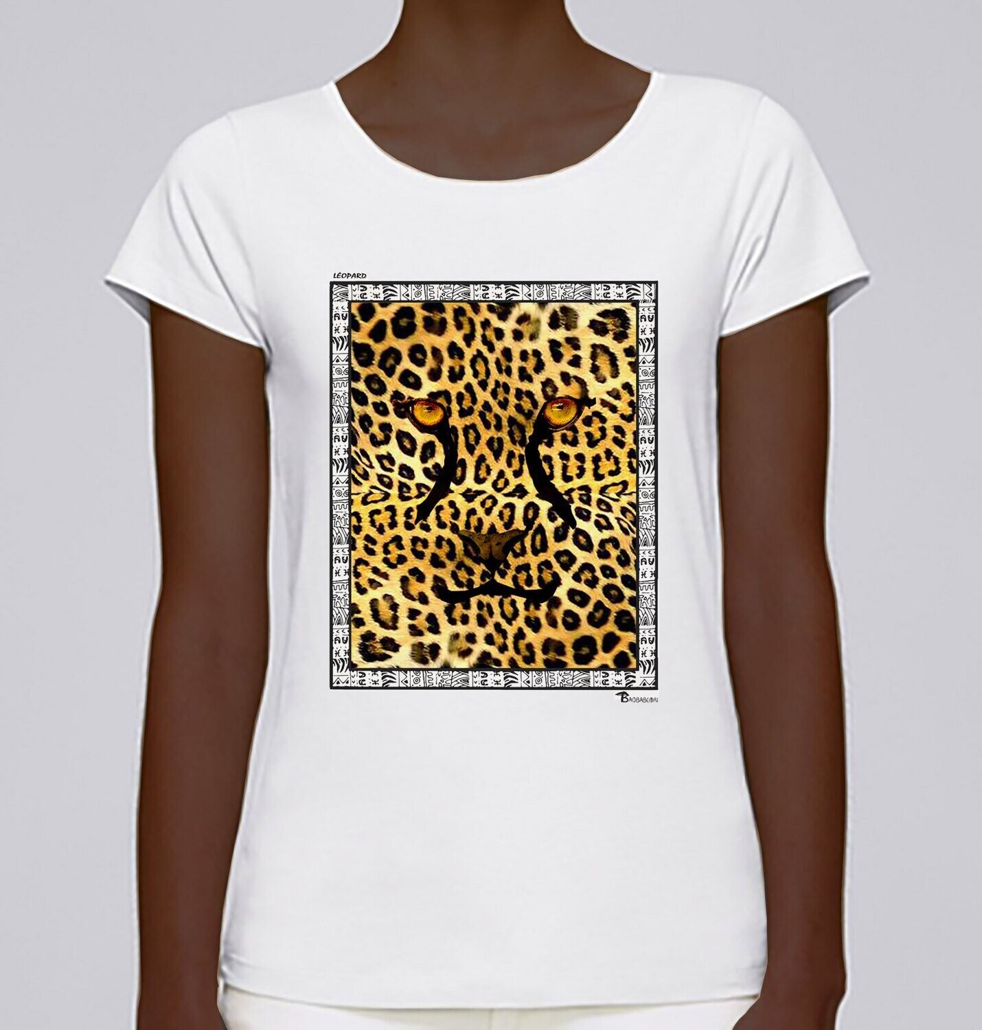 TEE-SHIRT FAUNE LEOPARD, COULEUR: BLANC, TAILLE: XXL