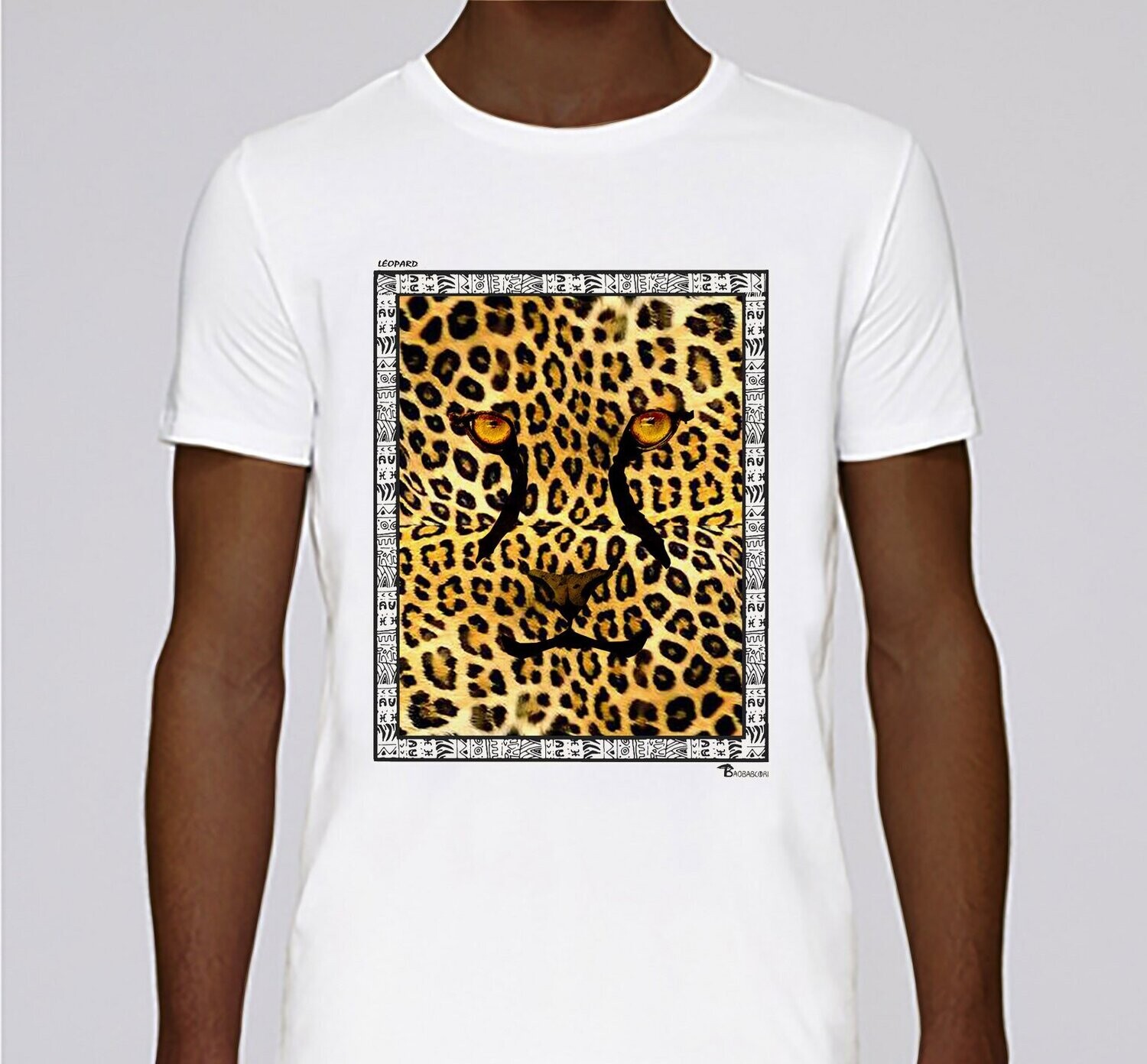 TEE-SHIRT FAUNE LEOPARD, COULEUR: BLANC, TAILLE: XXL