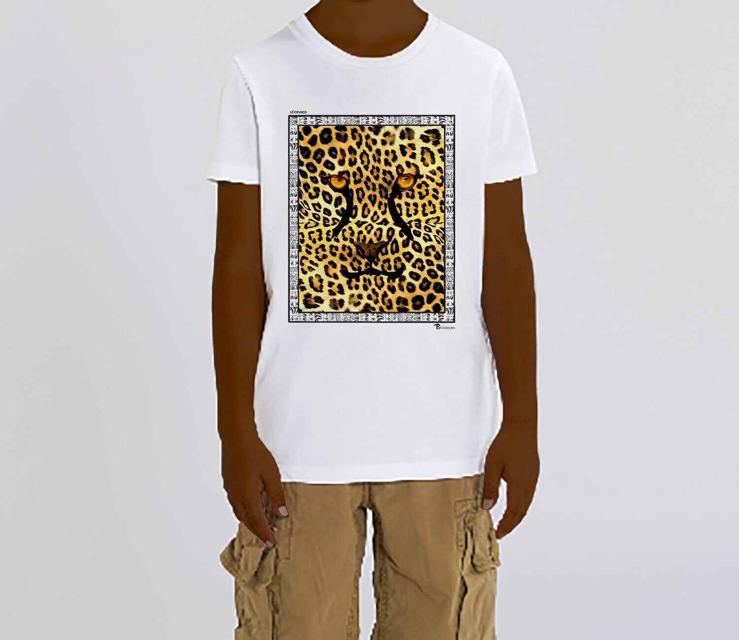 TEE-SHIRT FAUNE LEOPARD, COULEUR: BLANC, TAILLE: 3-4 ans
