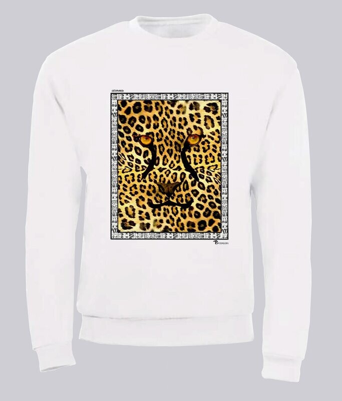 SWEAT FAUNE LEOPARD, COULEUR: BLANC, TAILLE: XXL