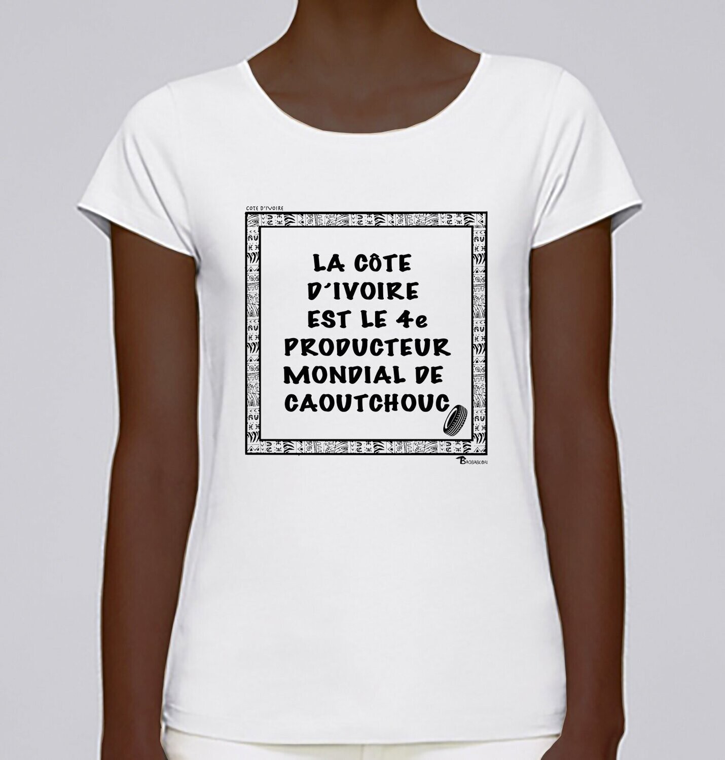TEE SHIRT ECONOMIE COTE D'IVOIRE CAOUTCHOUC, COULEUR: BLANC, FOND MOTIF: BLANC, TAILLE: XXL
