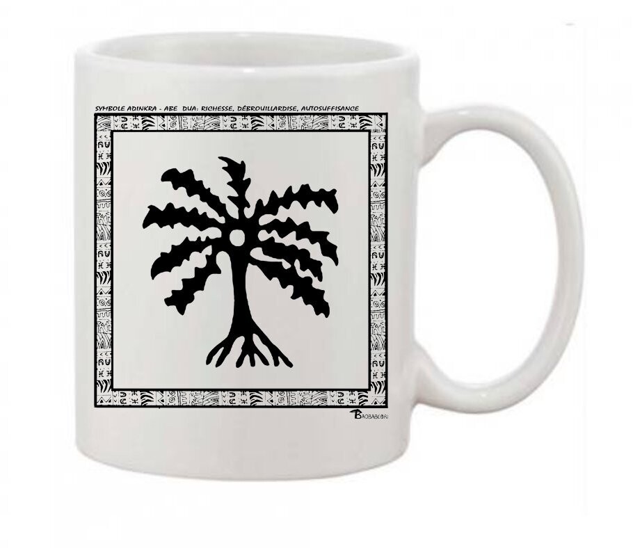 MUG SYMBOLE  ADINKRA "ABE DUA" RICHESSE DEBROUILLARDISE  AUTOSUFFISANCE