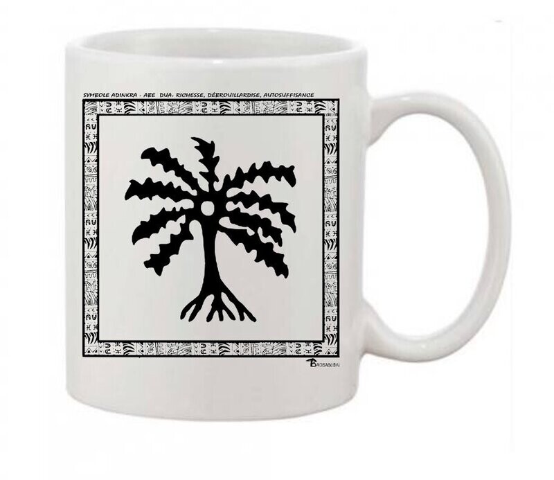 MUG SYMBOLE  ADINKRA "ABE DUA" RICHESSE DEBROUILLARDISE  AUTOSUFFISANCE