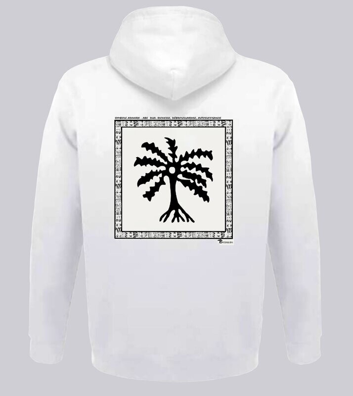 SWEAT A CAPUCHE SYMBOLE ADINKRA "ABE DUA" RICHESSE DEBROUILLARDISE  AUTOSUFFISANCE