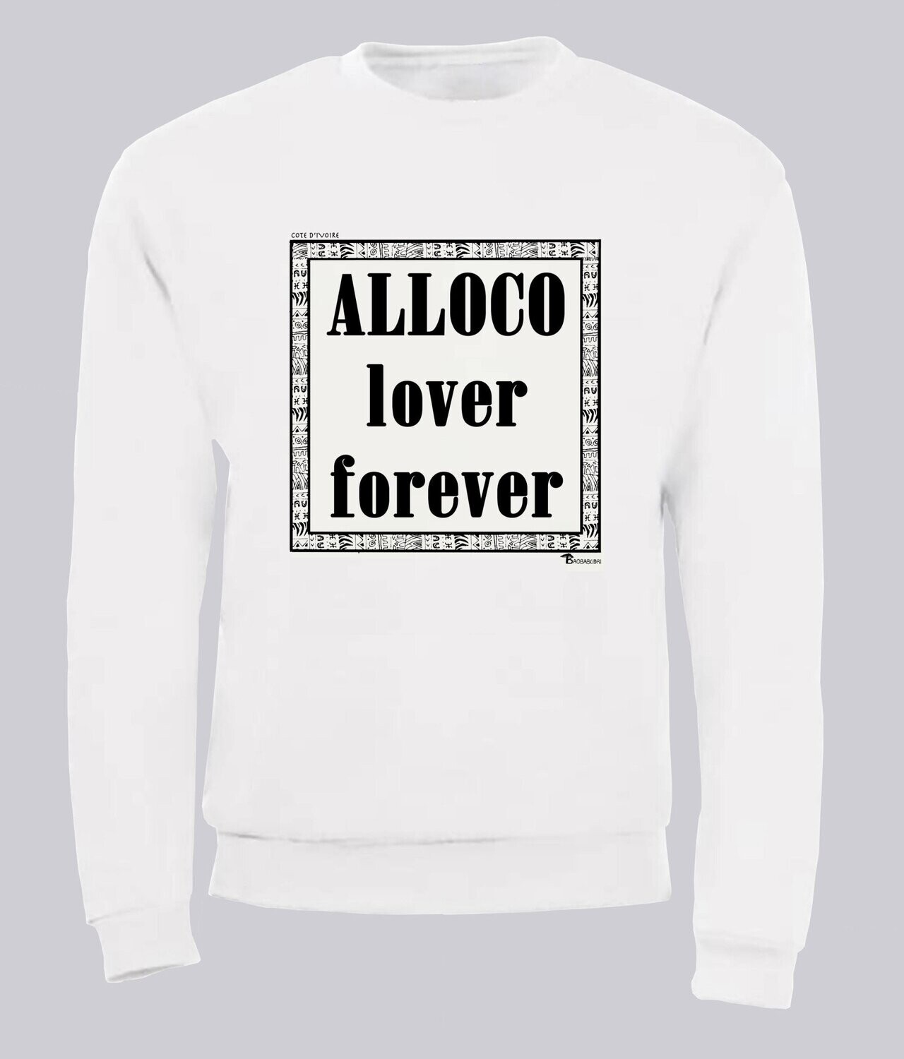 SWEAT GASTRONOMIE ALLOCO, COULEUR: BLANC, FOND MOTIF: BLANC, TAILLE: XXL