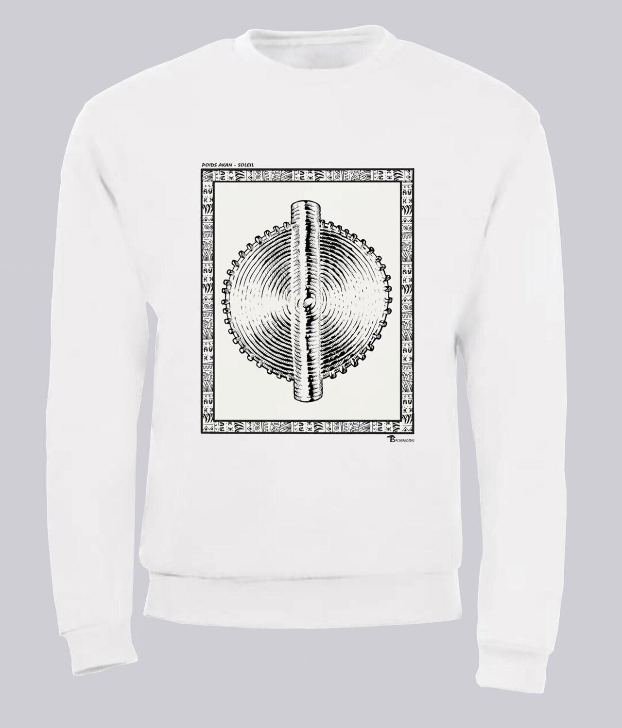 SWEAT POIDS AKAN SOLEIL, COULEUR: BLANC, FOND MOTIF: BLANC, TAILLE: XXL