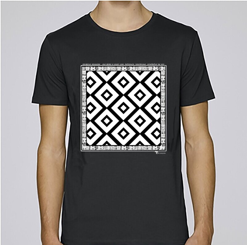 TEE SHIRT SYMBOLE ADINKRA "ANI BERE A ENSO GYA" PATIENCE DISCIPLINE CONTROLE DE SOI