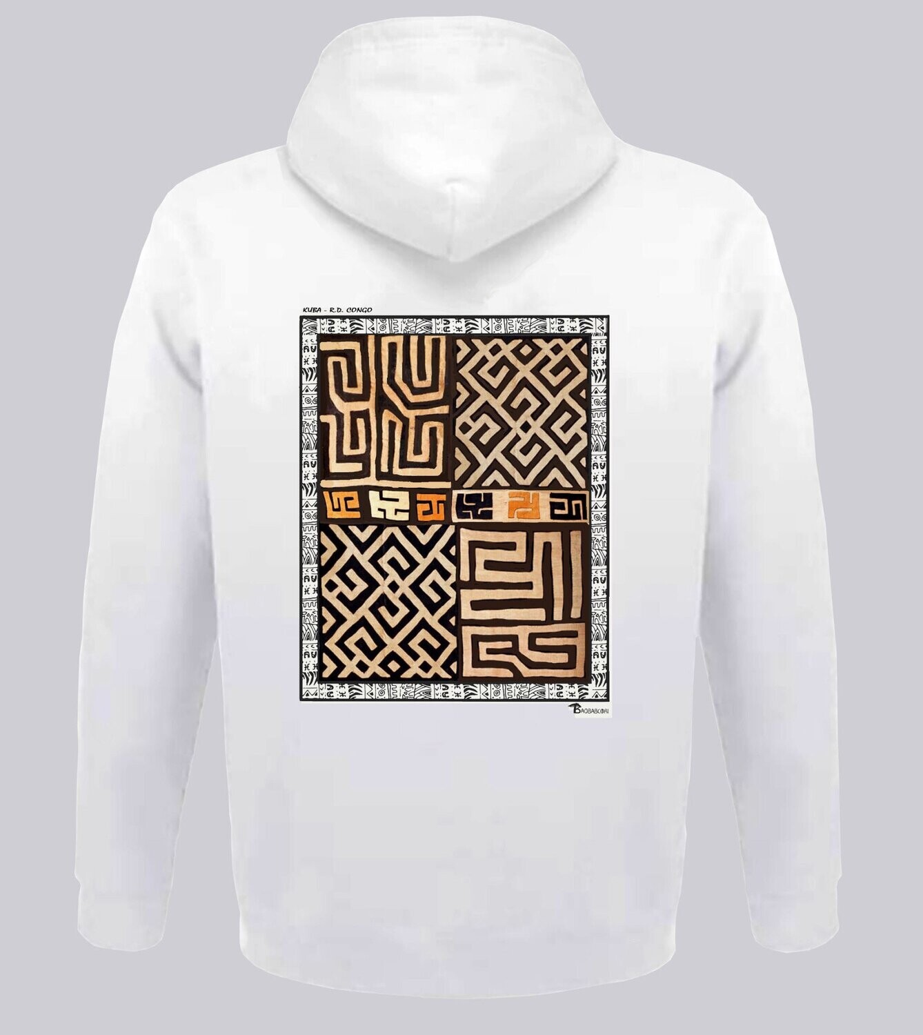 SWEAT A CAPUCHE TEXTILE  KUBA RD CONGO, COULEUR: BLANC