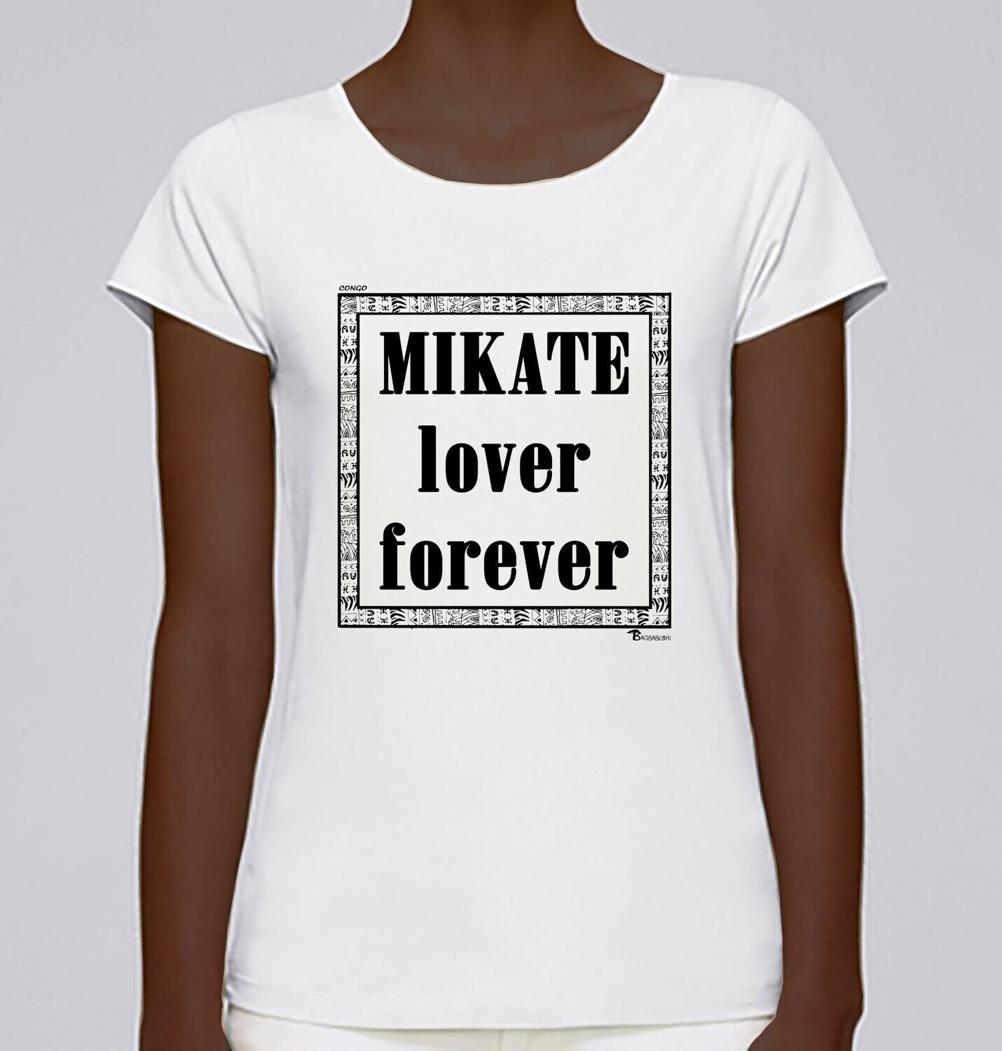 TEE SHIRT GASTRONOMIE MIKATE, COULEUR: BLANC, FOND MOTIF: BLANC