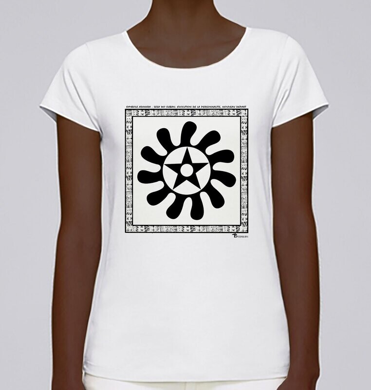 TEE SHIRT SYMBOLE ADINKRA "SESA WO SUBAN" - EVOLUTION DE LA PERSONNALITE - NOUVEAU DEPART