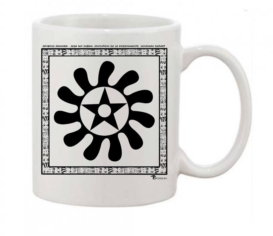 MUG SYMBOLE  ADINKRA "SESA WO SUBAN" EVOLUTION DE LA PERSONNALITE - NOUVEAU DEPART