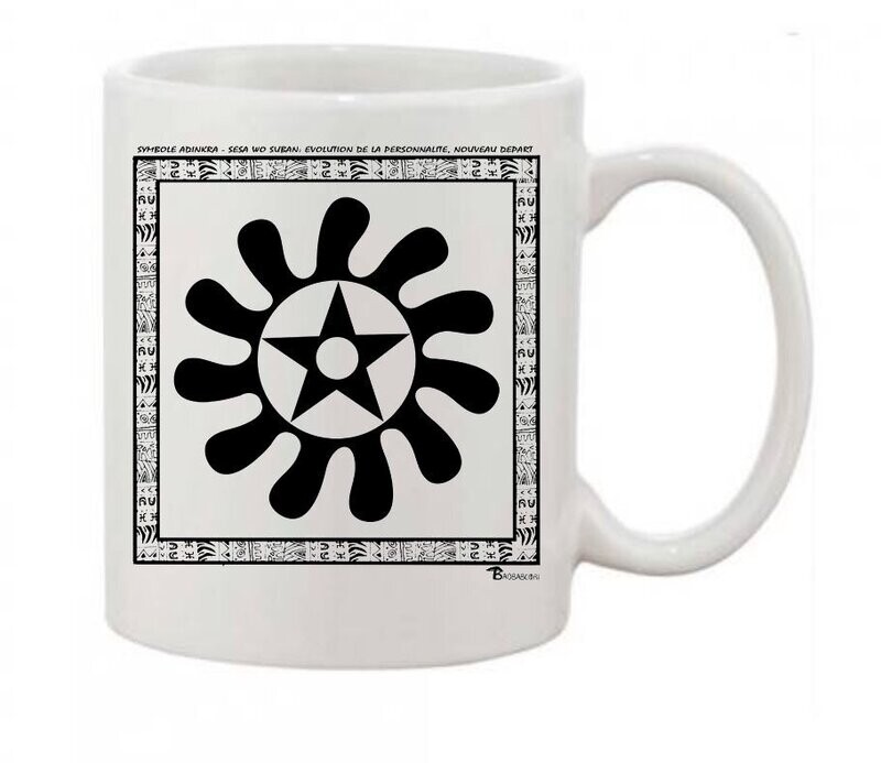 MUG SYMBOLE  ADINKRA "SESA WO SUBAN" EVOLUTION DE LA PERSONNALITE - NOUVEAU DEPART