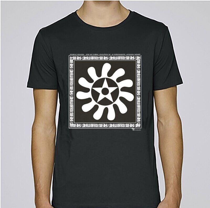 TEE SHIRT SYMBOLE  ADINKRA "SESA WO SUBAN" - EVOLUTION DE LA PERSONNALITE - NOUVEAU DEPART