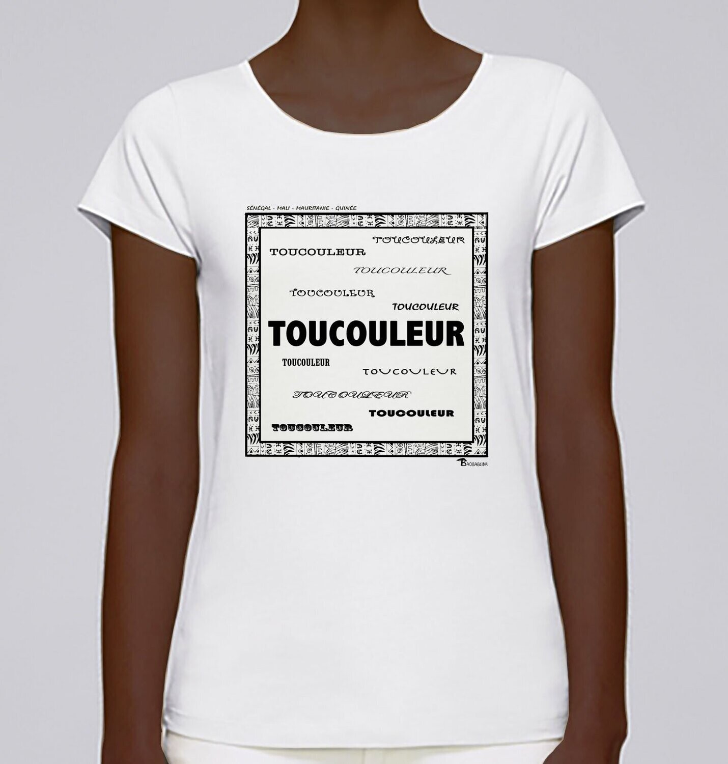 TEE SHIRT RACINE TOUCOULEUR, COULEUR: BLANC, FOND MOTIF: BLANC