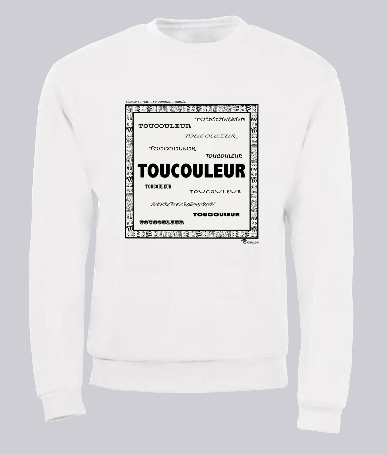 SWEAT RACINE TOUCOULEUR, COULEUR: BLANC, FOND MOTIF: BLANC
