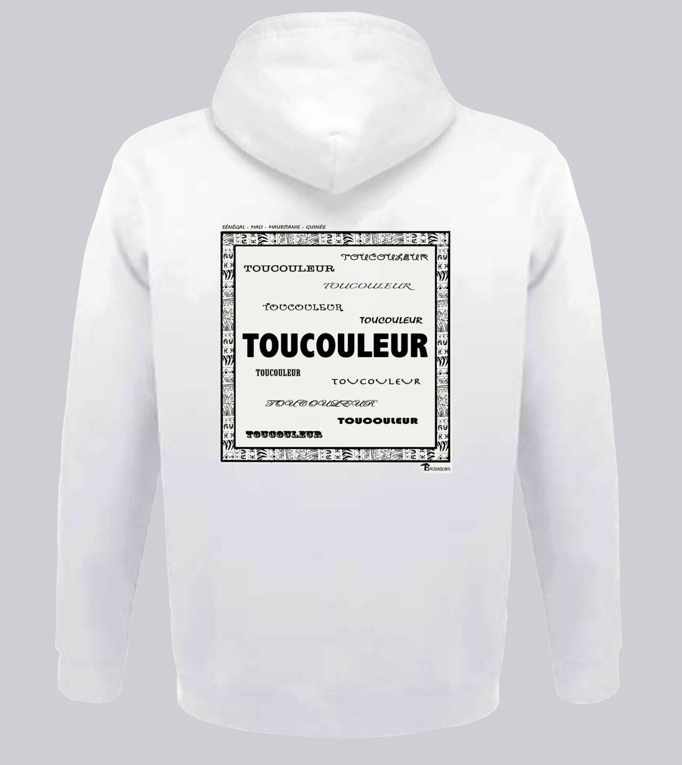 SWEAT A CAPUCHE RACINE TOUCOULEUR, COULEUR: BLANC, FOND MOTIF: BLANC