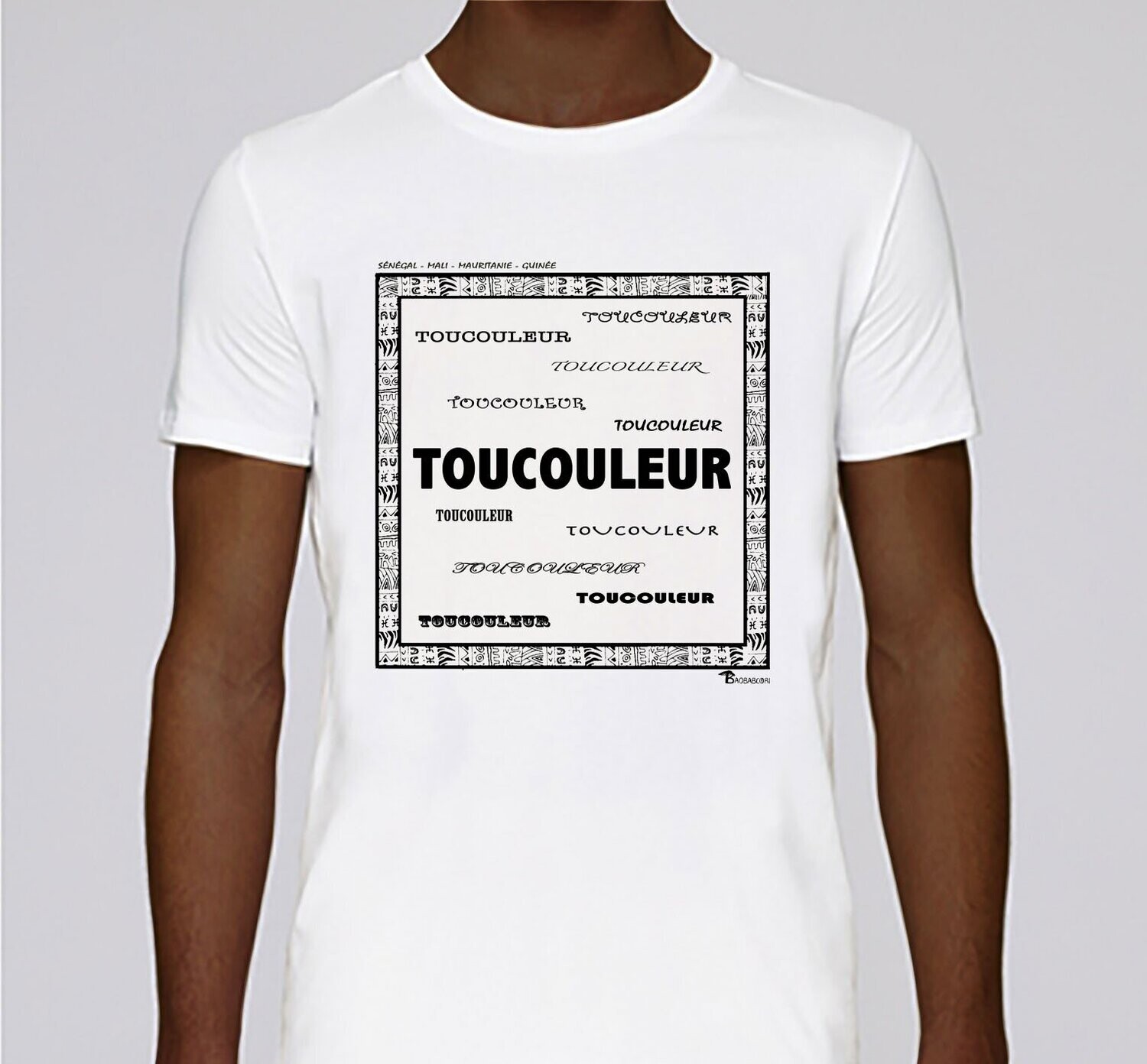 TEE SHIRT RACINE TOUCOULEUR, COULEUR: BLANC, FOND MOTIF: BLANC