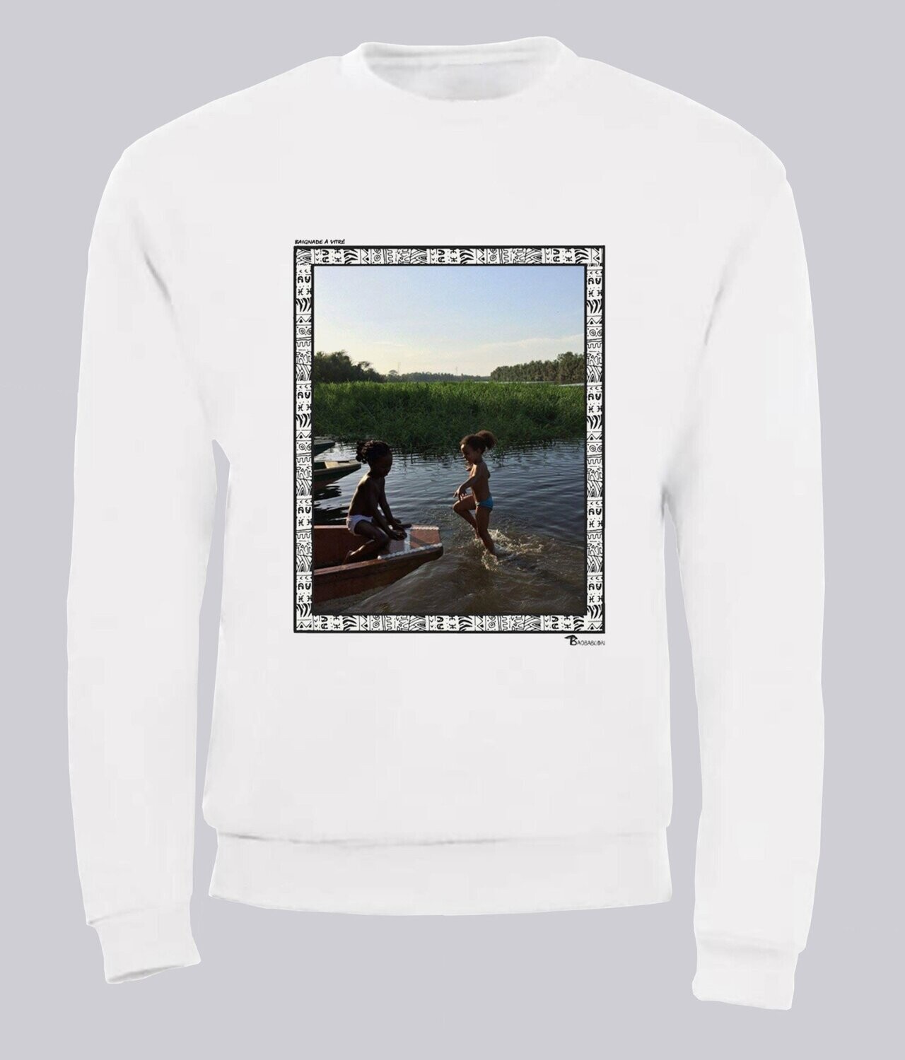 SWEAT FREESTYLE ART "BAIGNADE A VITRÉ", COULEUR: BLANC