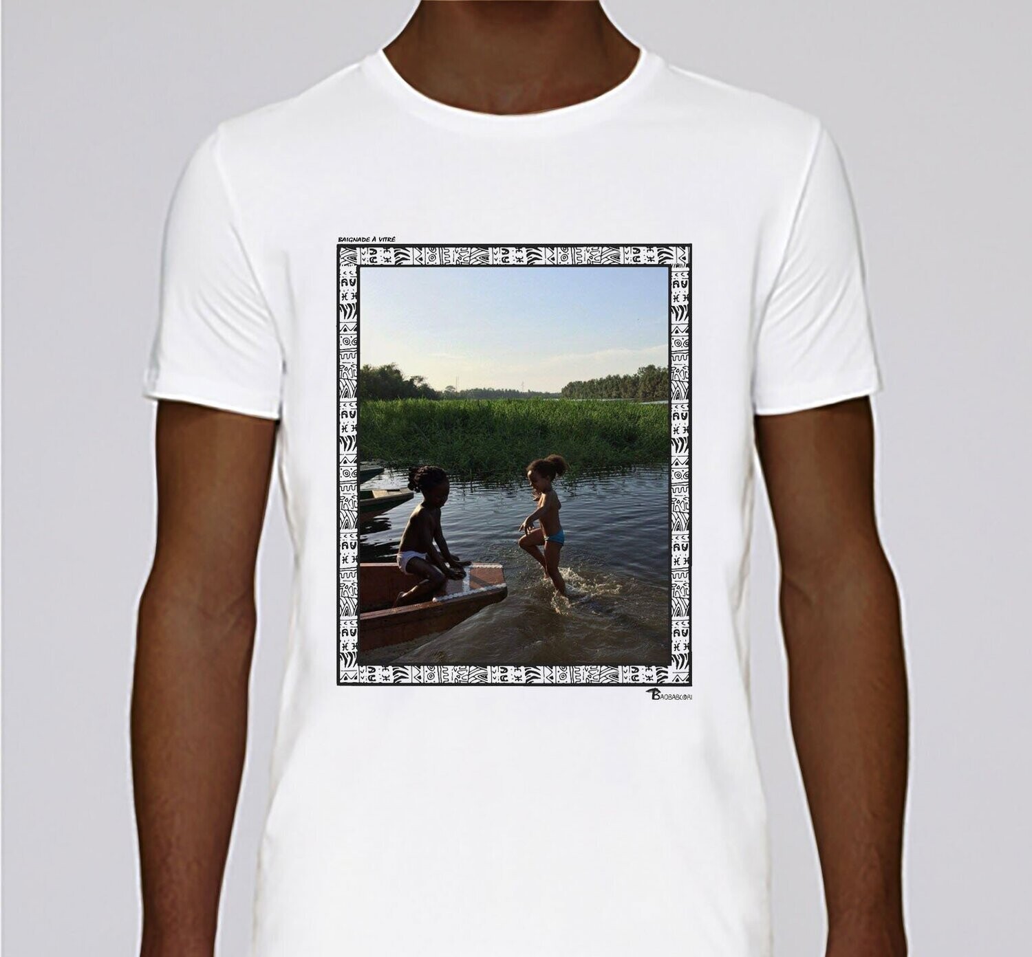 TEE SHIRT FREESTYLE ART "BAIGNADE A VITRÉ", COULEUR: BLANC