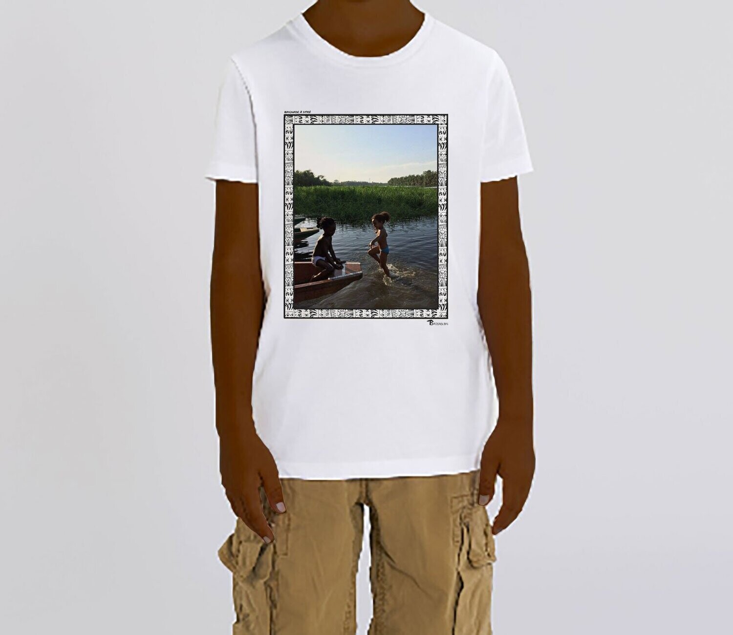 TEE SHIRT FREESTYLE ART "BAIGNADE A VITRÉ", COULEUR: BLANC