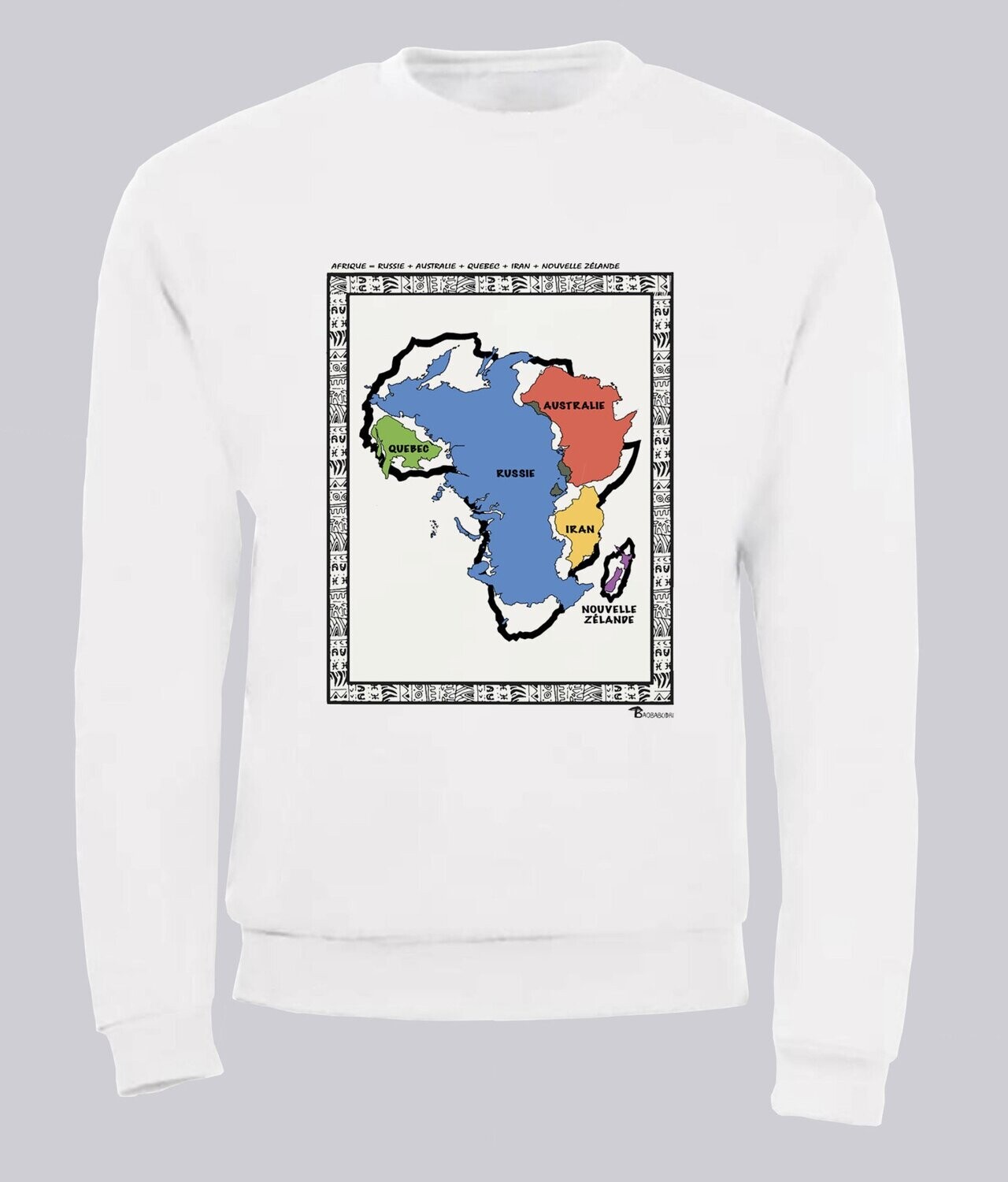 SWEAT GRANDEUR ET PUISSANCE G3, COULEUR: BLANC, FOND MOTIF: BLANC