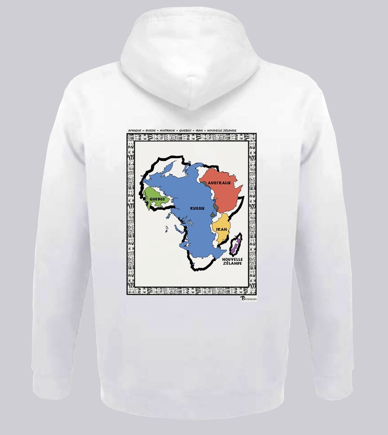 SWEAT A CAPUCHE  GRANDEUR ET PUISSANCE G3, COULEUR: BLANC, FOND MOTIF: BLANC