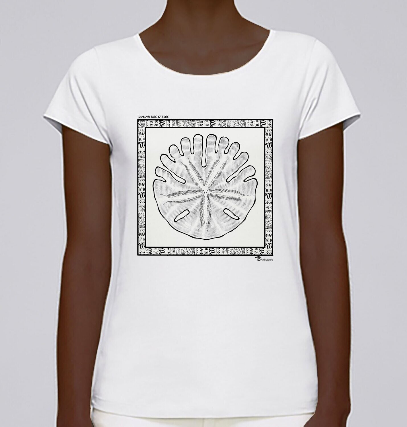 TEE SHIRT FAUNE DOLLAR DES SABLES, COULEUR: BLANC, FOND MOTIF: BLANC