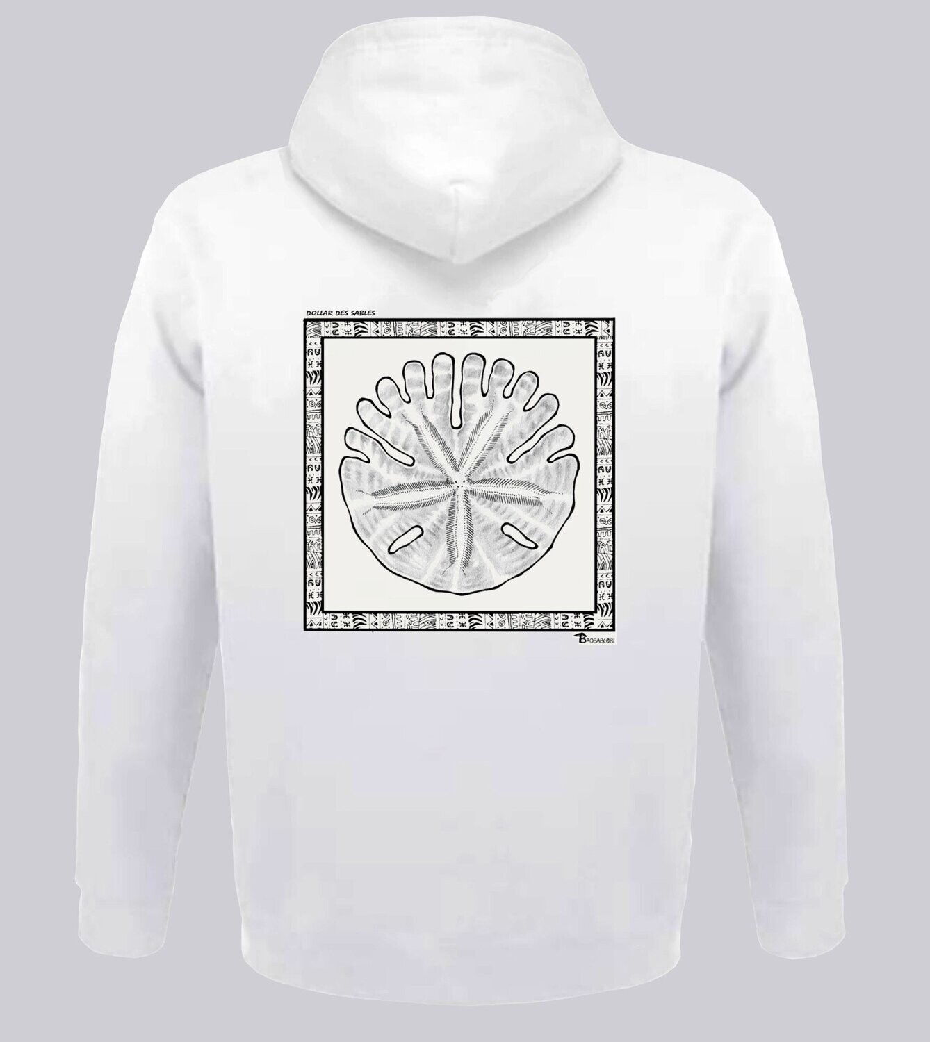 SWEAT A CAPUCHE FAUNE DOLLAR DES SABLES, COULEUR: BLANC, FOND MOTIF: BLANC