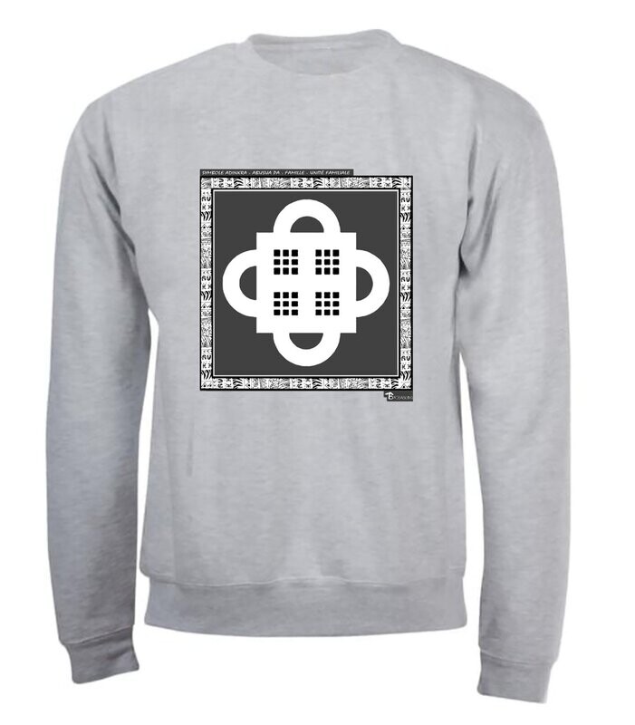 SWEAT SYMBOLE ADINKRA "ABUSUA PA" - FAMILLE - UNITE FAMILIALET