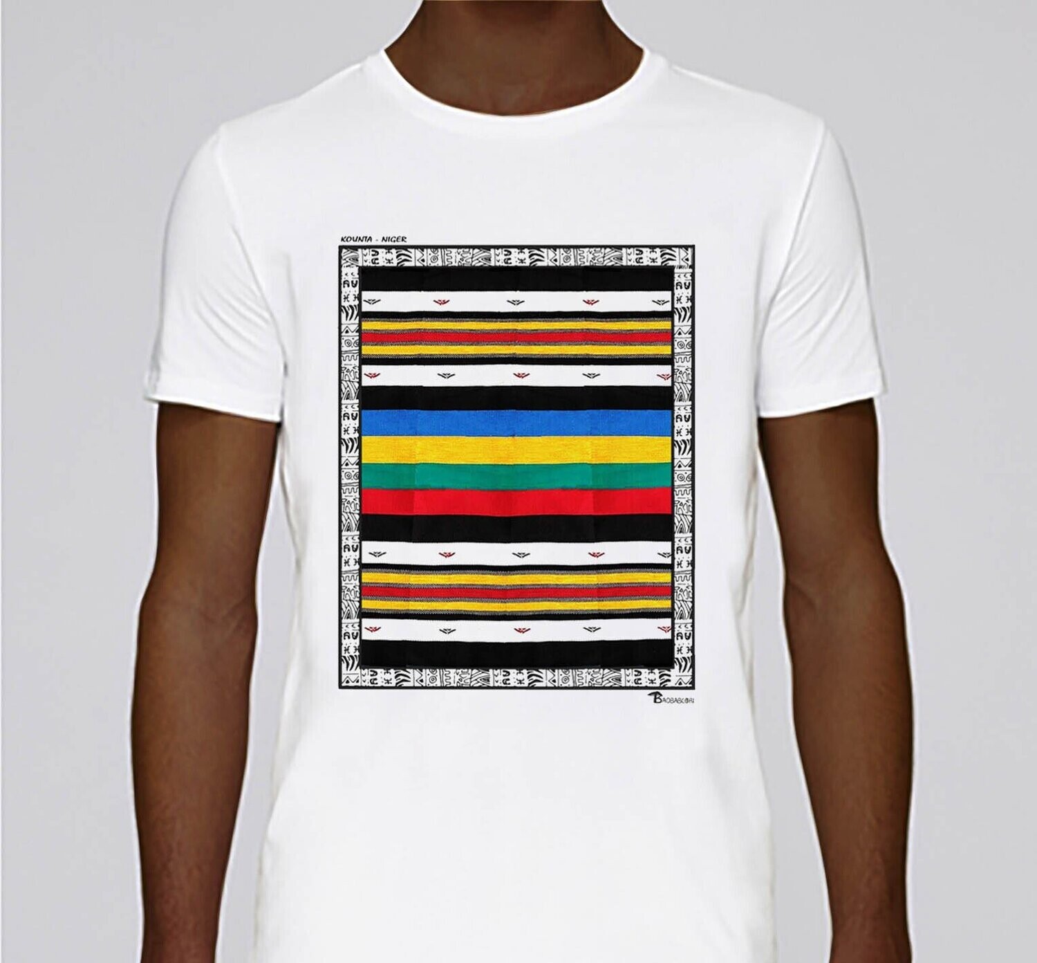 TEE SHIRT TEXTILE KOUNTA NIGER, COULEUR: BLANC