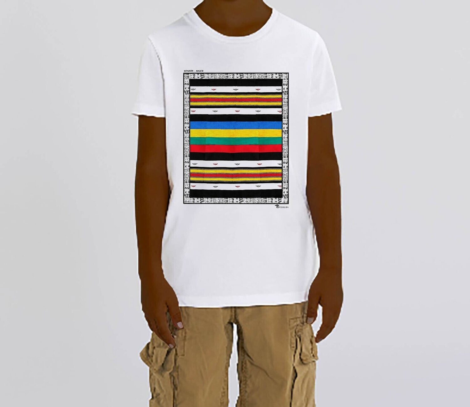 TEE SHIRT TEXTILE KOUNTA NIGER, COULEUR: BLANC