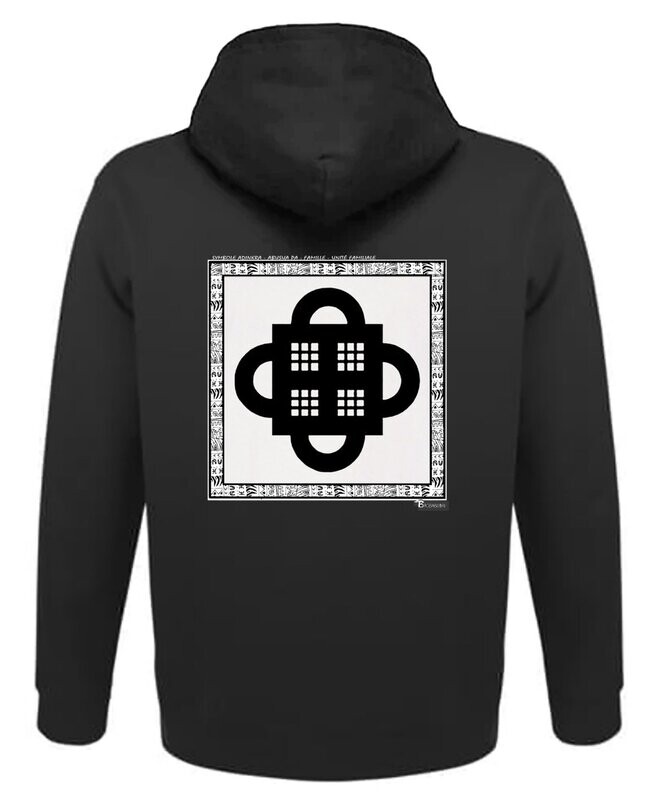 SWEAT A CAPUCHE SYMBOLE ADINKRA "ABUSUA PA" - FAMILLE - UNITE FAMILIALE