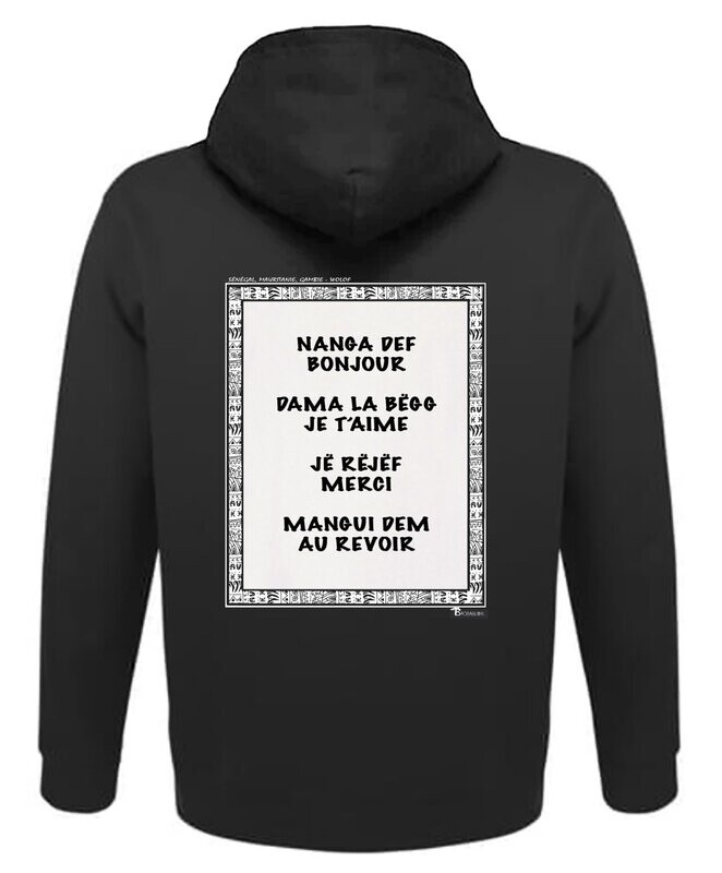 SWEAT A CAPUCHE LANGUE WOLOF